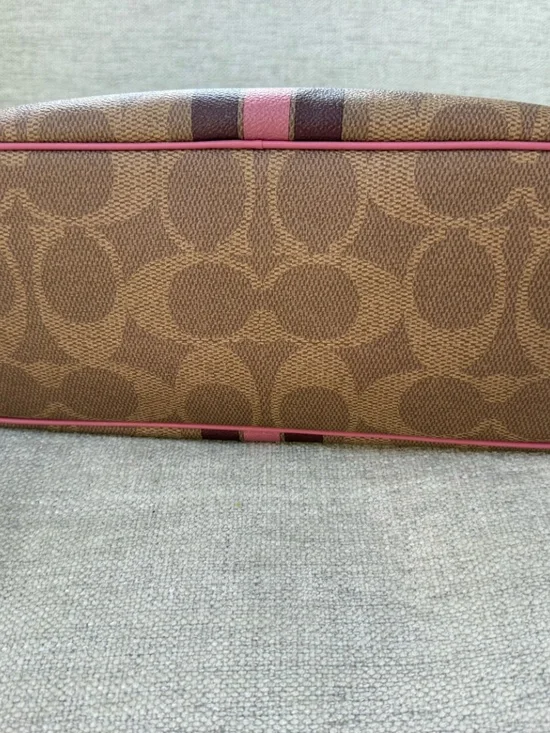 Coach Gallery Tote Bag Signature Canvas Stripe Print CBM18 Gold/Tan Multi - Picture 7 of 7